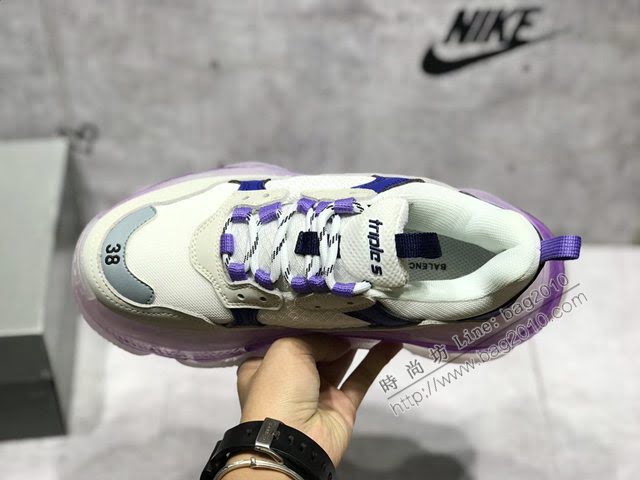 Balenciaga經典款男女鞋 巴黎世家頂級版本Triple S厚底氣墊大底LOGO老爹鞋 Balenciaga情侶款老爹鞋  hdbl1279
